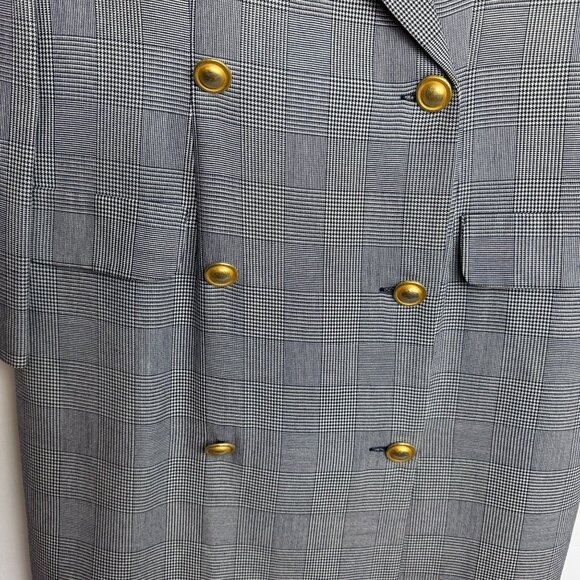 Vintage‎ Talbots Houndstooth Double-Breasted Blazer Dress Gold Buttons Size 10 - Picture 4 of 13